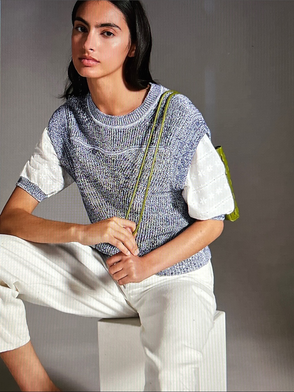 Anthropologie Mixed Media Crewneck Sweater Vest